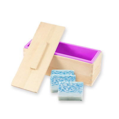 手工皂吐司矽膠模具 連木盒木蓋 三合一套裝 600克