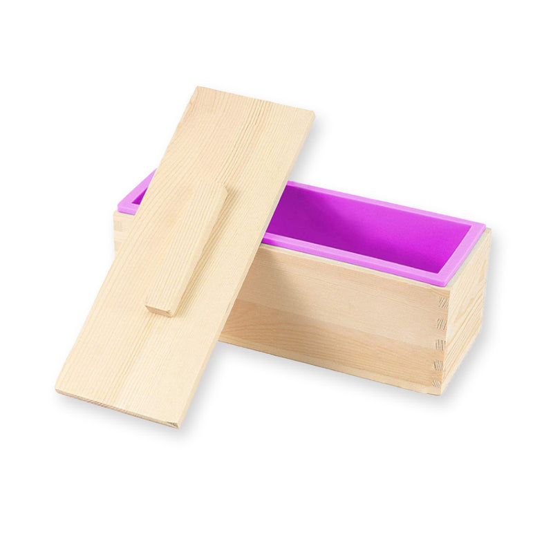 手工皂吐司矽膠模具 連木盒木蓋 三合一套裝 600克